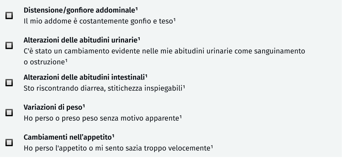checklist sntomi primari